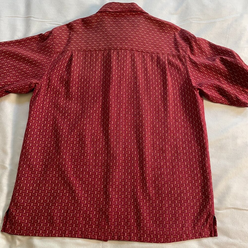 Zimni Sport 100% Silk 90s Med Men’s Casual Button Front Short Sleeve Shirt Red - Picture 3 of 12
